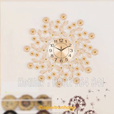 Đồng hồ treo tường hoa vàng