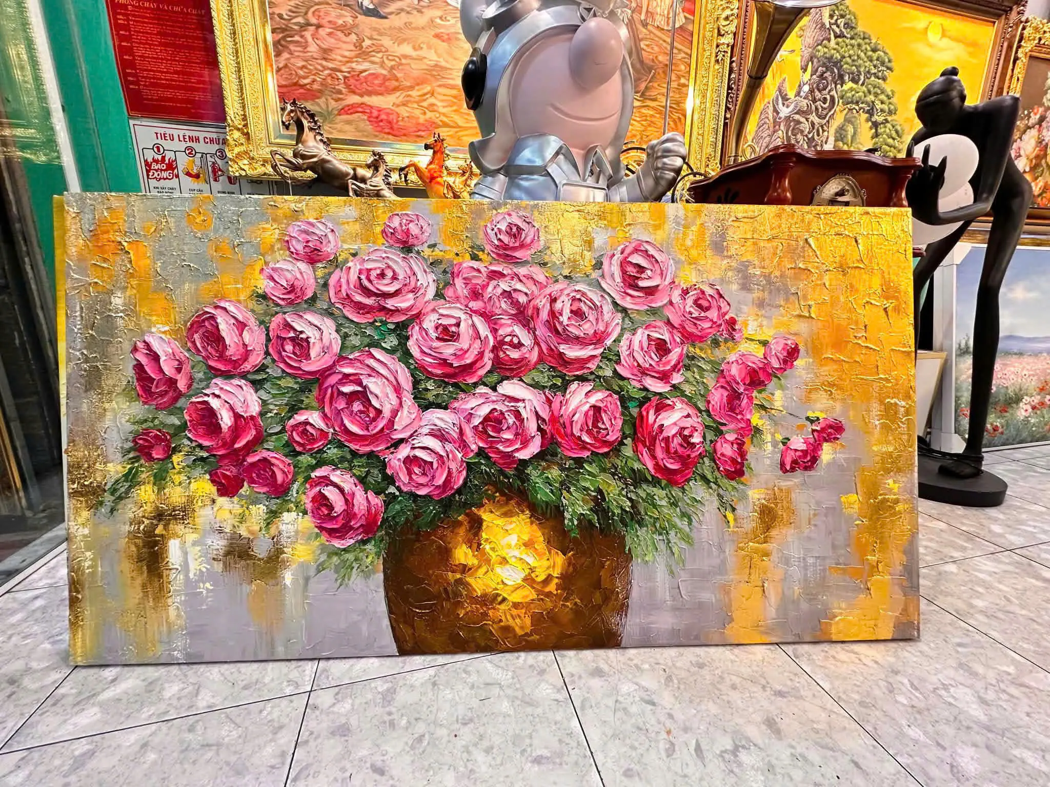 tranh sơn dầu hoa hồng